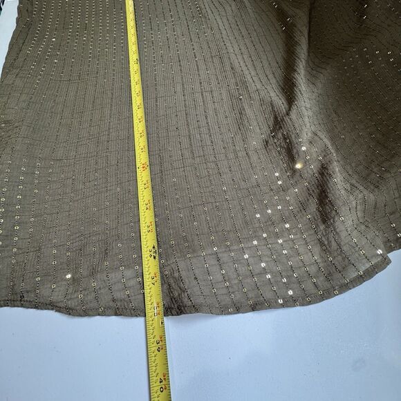 Colleen Lopez Button Front Sequin Tunic Top Size Large Embellished Olive Green - Picture 8 of 9